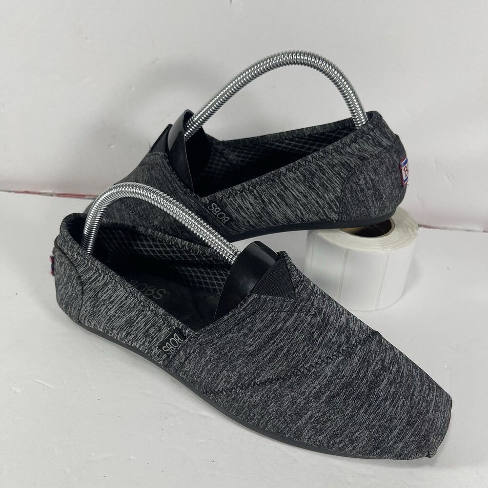 Skechers BOBS Women's Memory Foam Slip-On Shoes - Black/Gray Heather 8.5
